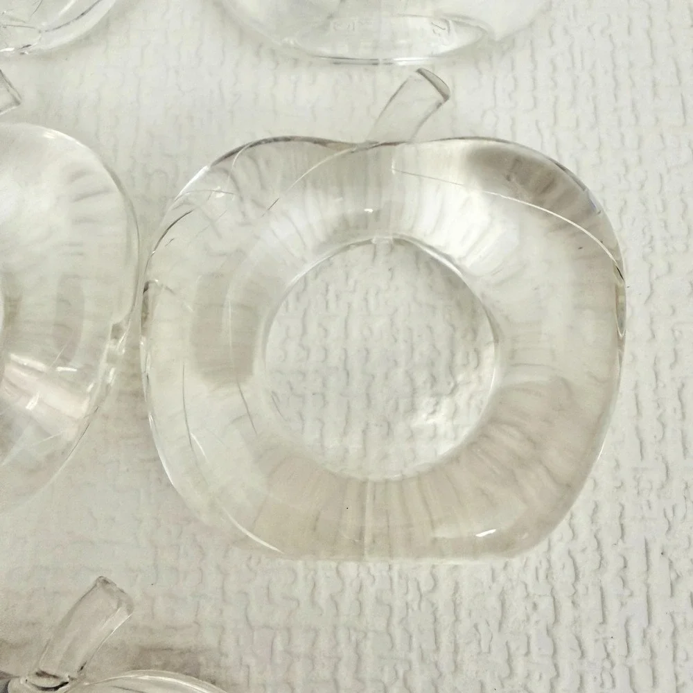 Vintage Napkin Rings Acrylic Apple and Flower Lot 17pc Clear Multicolor